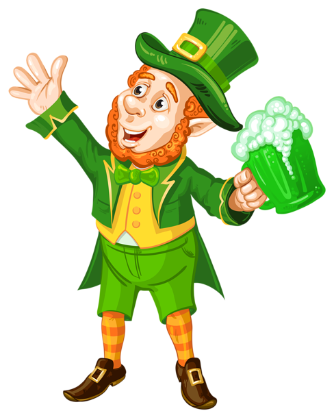 St patrick day leprechaun with green beer transparent png picture